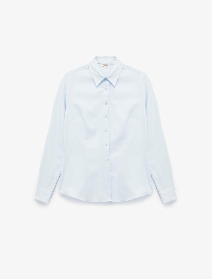  Slim Fit Uzun Kollu Klasik Yaka Poplin Gömlek