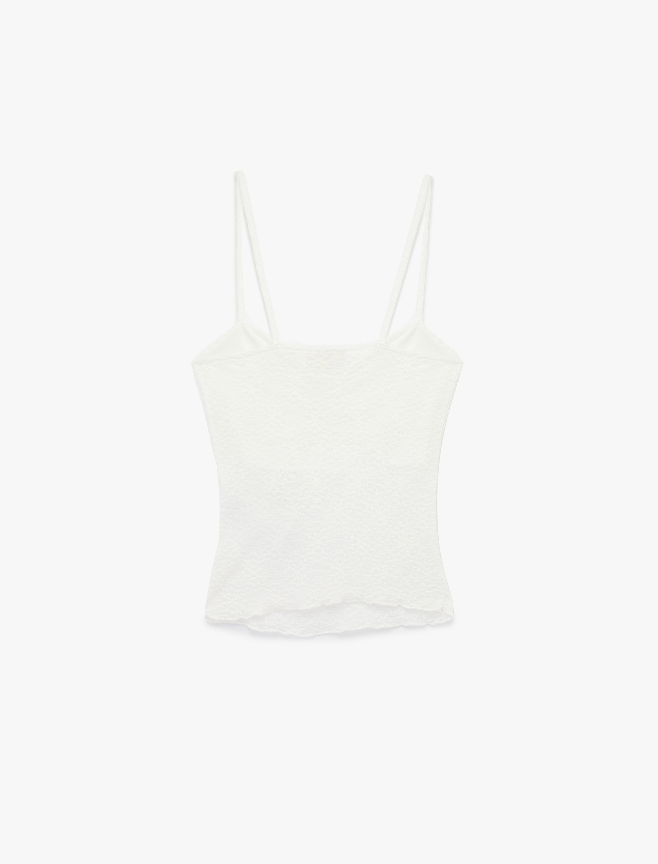   İnce Askılı Dantel Dokulu Büzgülü Atlet