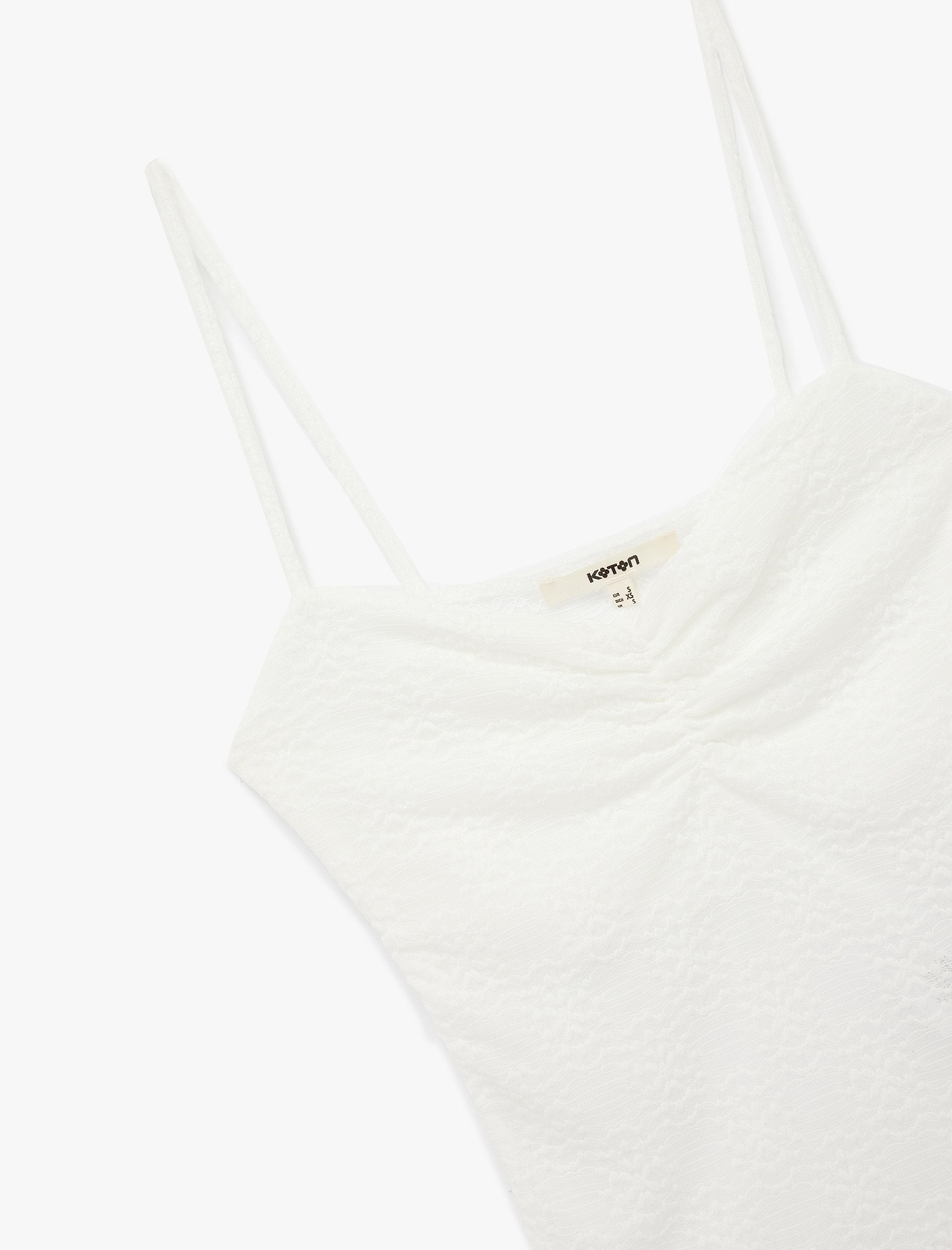   İnce Askılı Dantel Dokulu Büzgülü Atlet