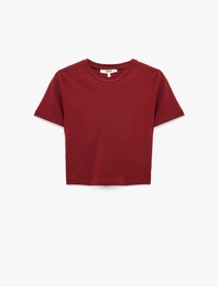 Pamuklu Slim Fit Kısa Kollu Bisiklet Yaka Tişört