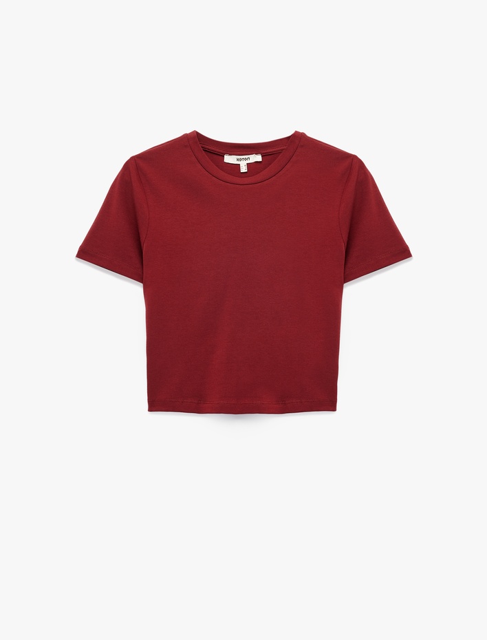  Pamuklu Slim Fit Kısa Kollu Bisiklet Yaka Tişört