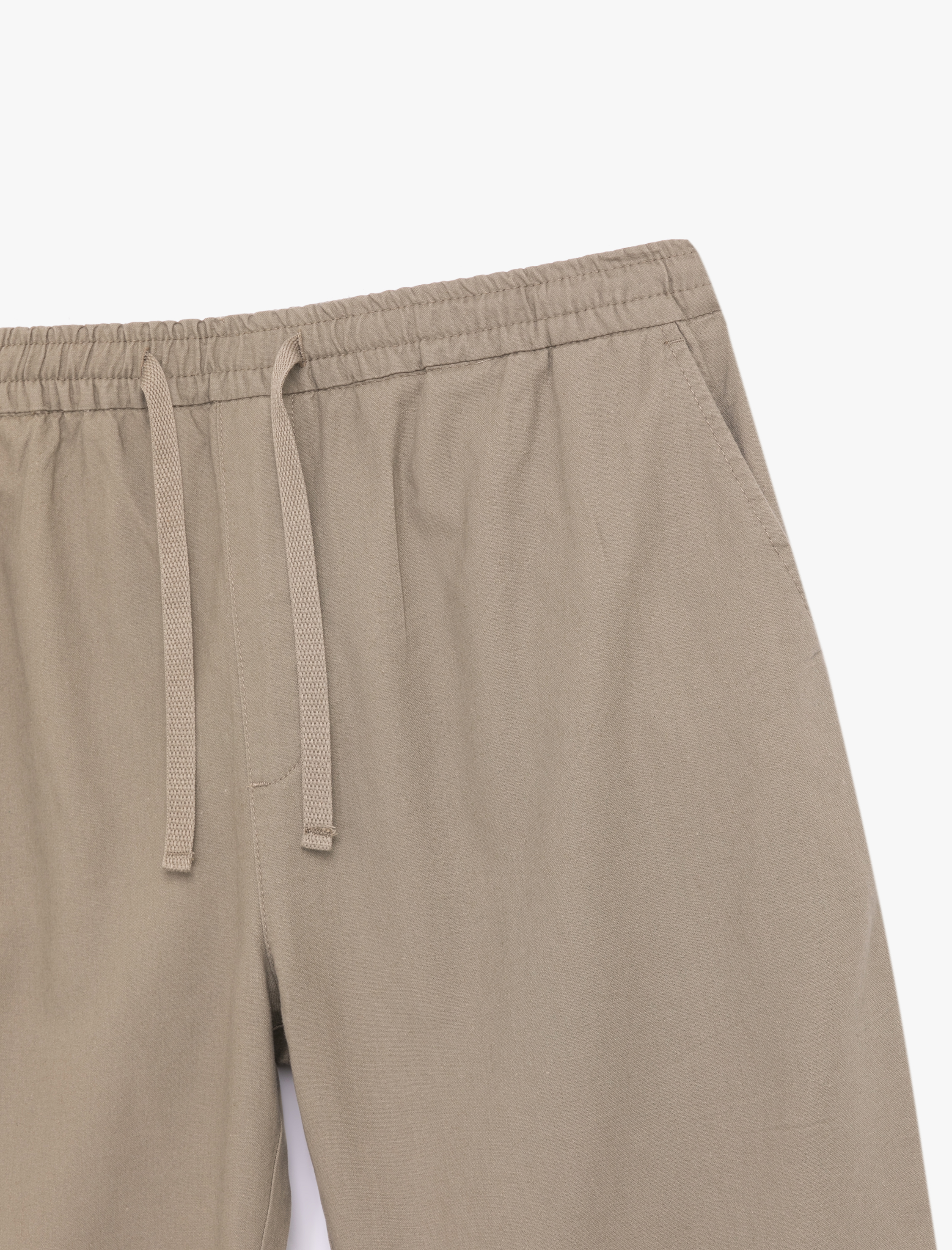   Pamuk Keten Karışımlı Cep Detaylı Beli Bağcıklı Pantolon