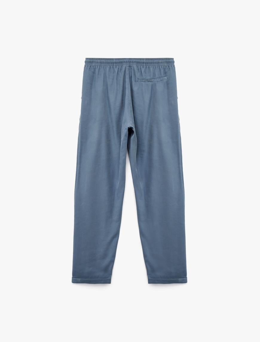  Viskon Cep Detaylı Rayon Tapered Beli Bağcıklı Yazlık Pantolon