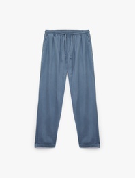 Viskon Cep Detaylı Rayon Tapered Beli Bağcıklı Yazlık Pantolon