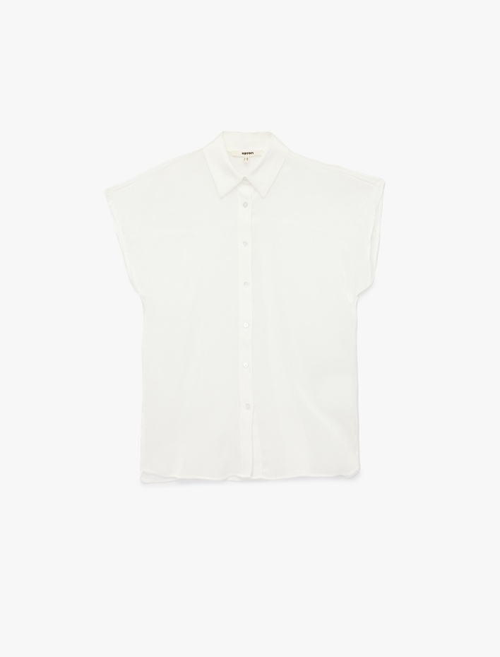  Regular Fit Viskon Kumaş Kolsuz Gömlek