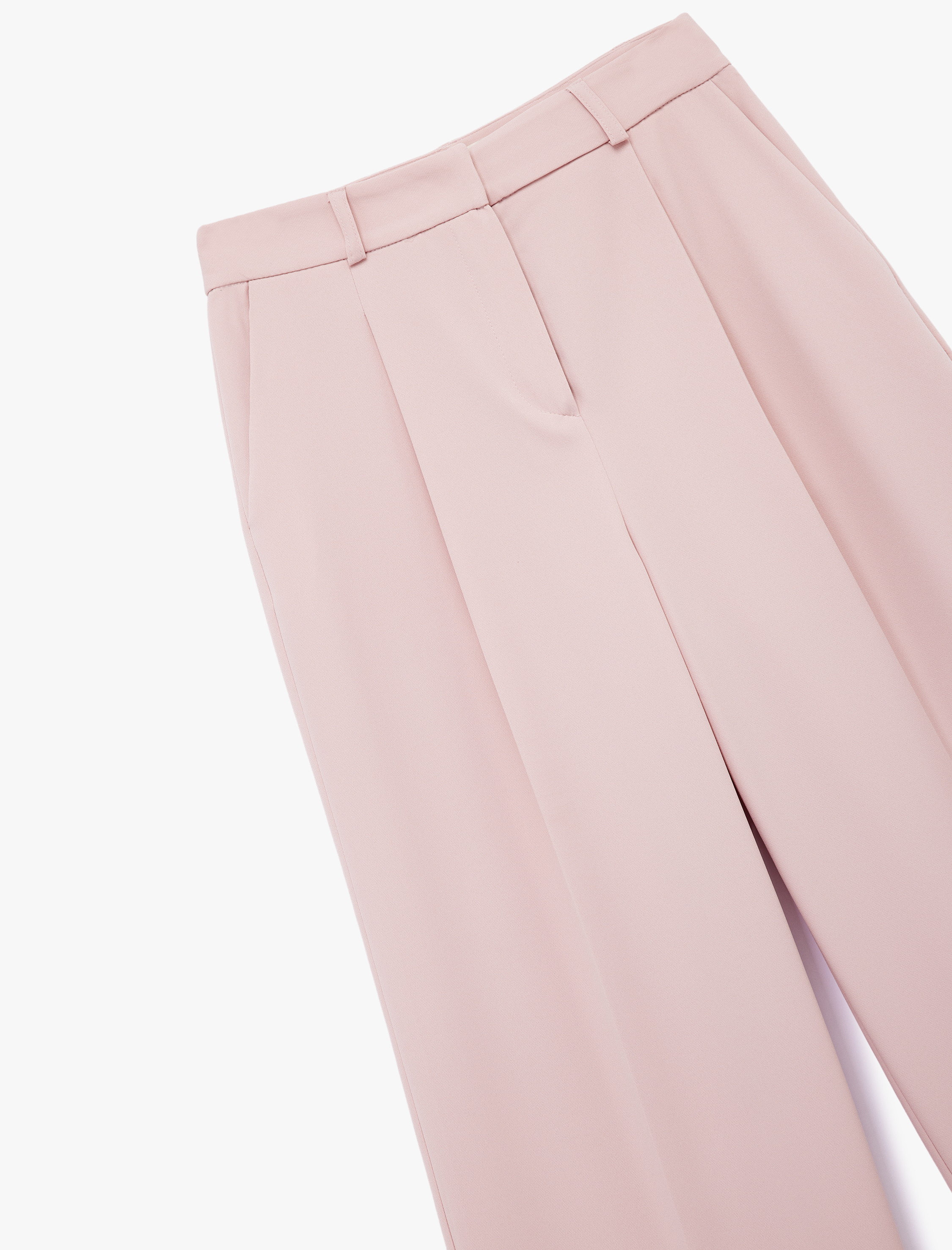   Pile Detaylı Cepli Yüksek Bel Geniş Paça Palazzo Pantolon