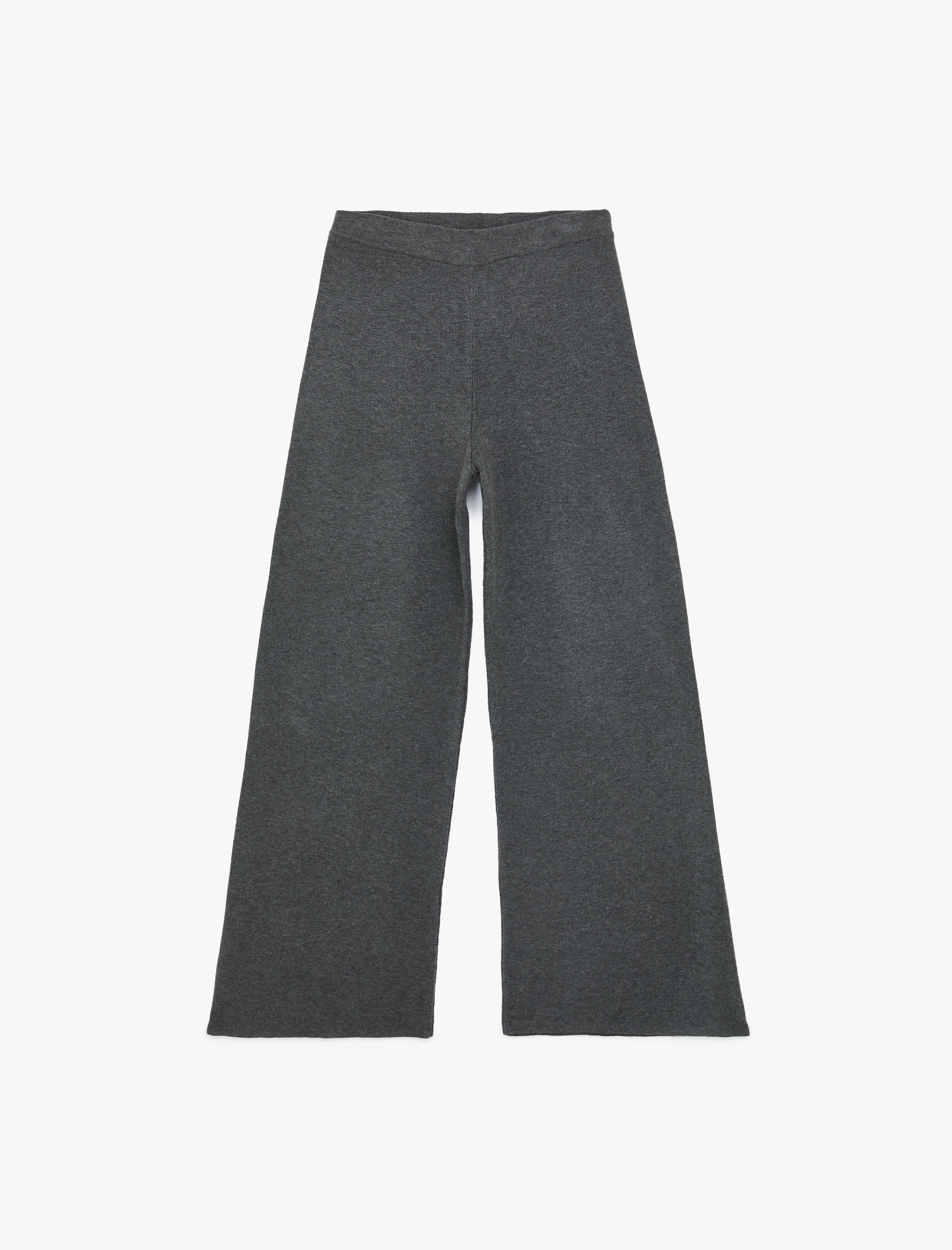   Beli Lastikli Rahat Kalıp Uzun Geniş Paça Triko Pantolon