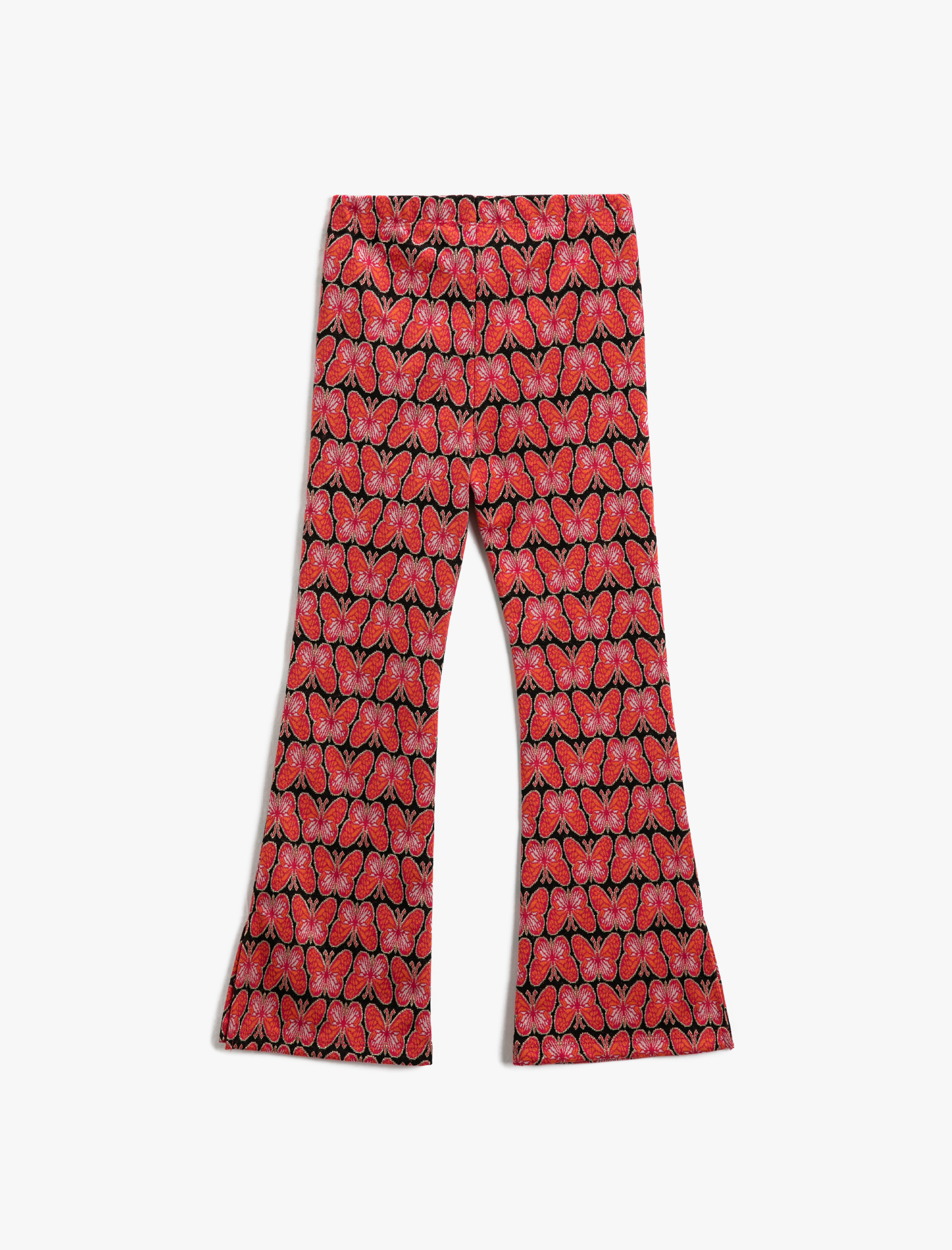 Kız Çocuk Kelebek Desenli İspanyol Paça Pantolon