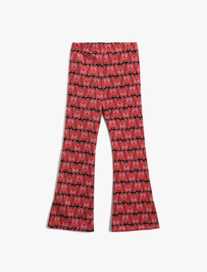 Kız Çocuk Kelebek Desenli İspanyol Paça Pantolon