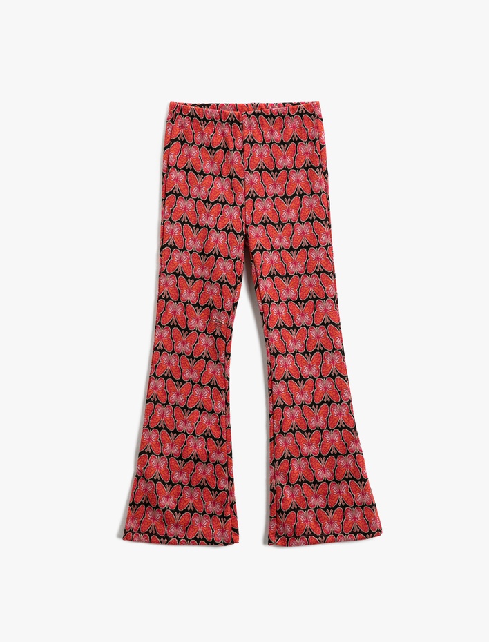 Kız Çocuk Kelebek Desenli İspanyol Paça Pantolon