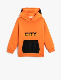 Kapüşonlu Renk Bloklu Sweatshirt