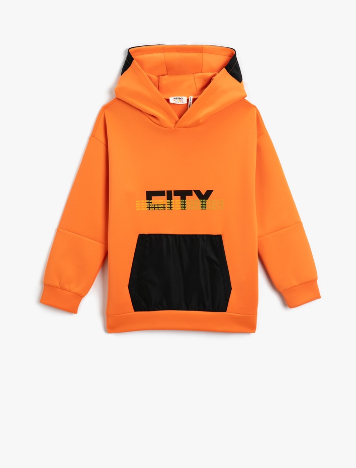 Erkek Çocuk Kapüşonlu Renk Bloklu Sweatshirt