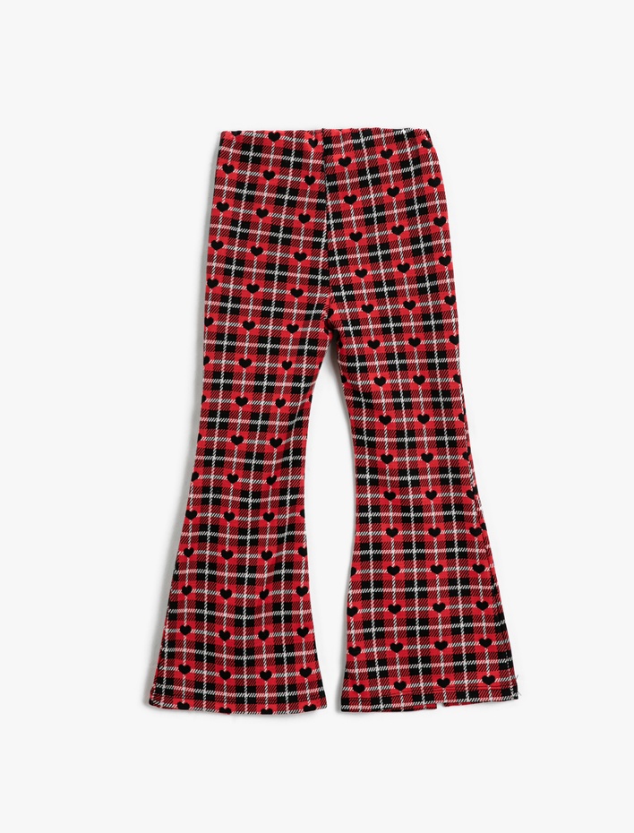 Kız Çocuk İspanyol Paça Pantolon Kalp Desenli