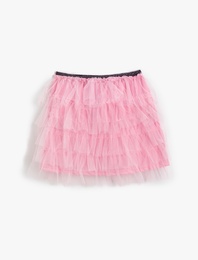 Tütü Mini Etek Katlı Fırfırlı Beli Elastik