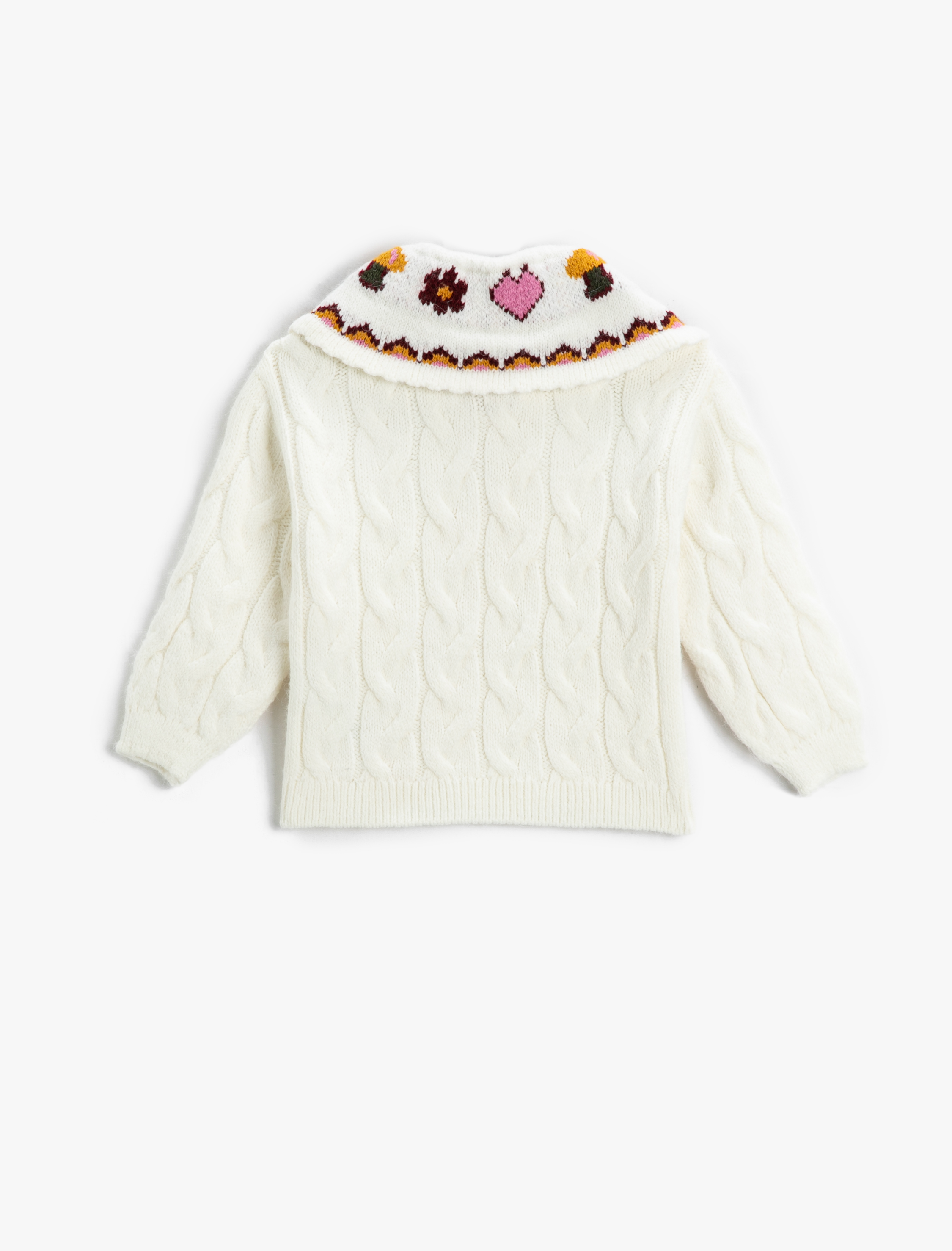  Kız Bebek Etnik Desenli Triko Kazak Geniş Bebe Yaka