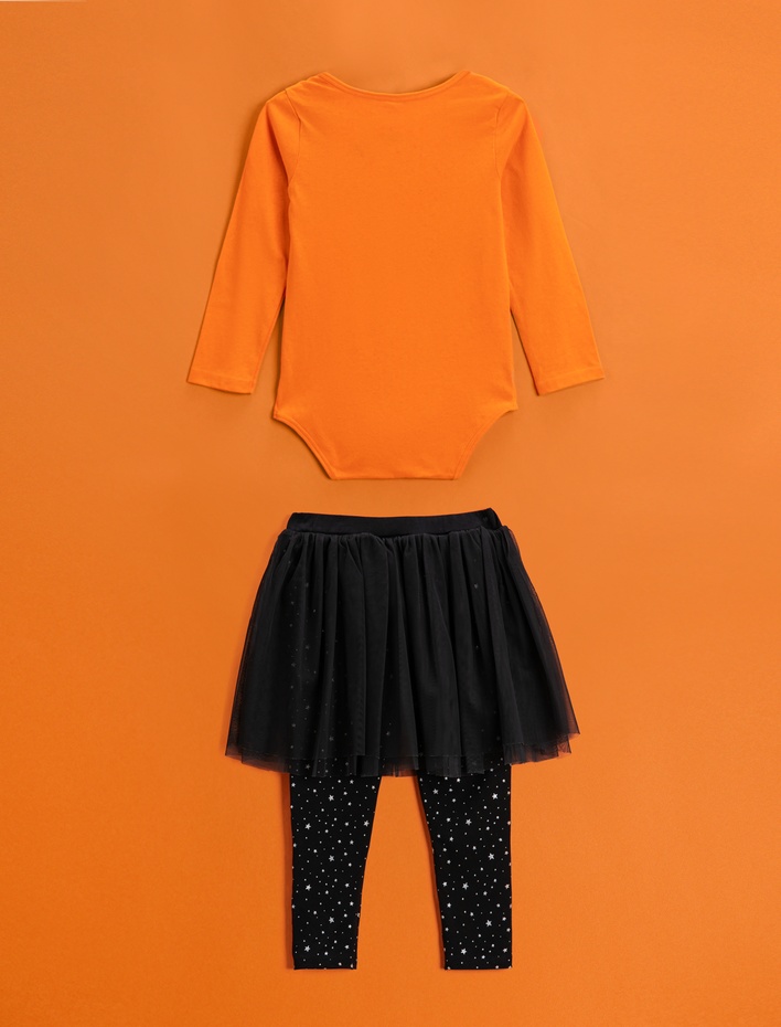 Kız Bebek 2'li Takım Bodysuit ve Etekli Tayt