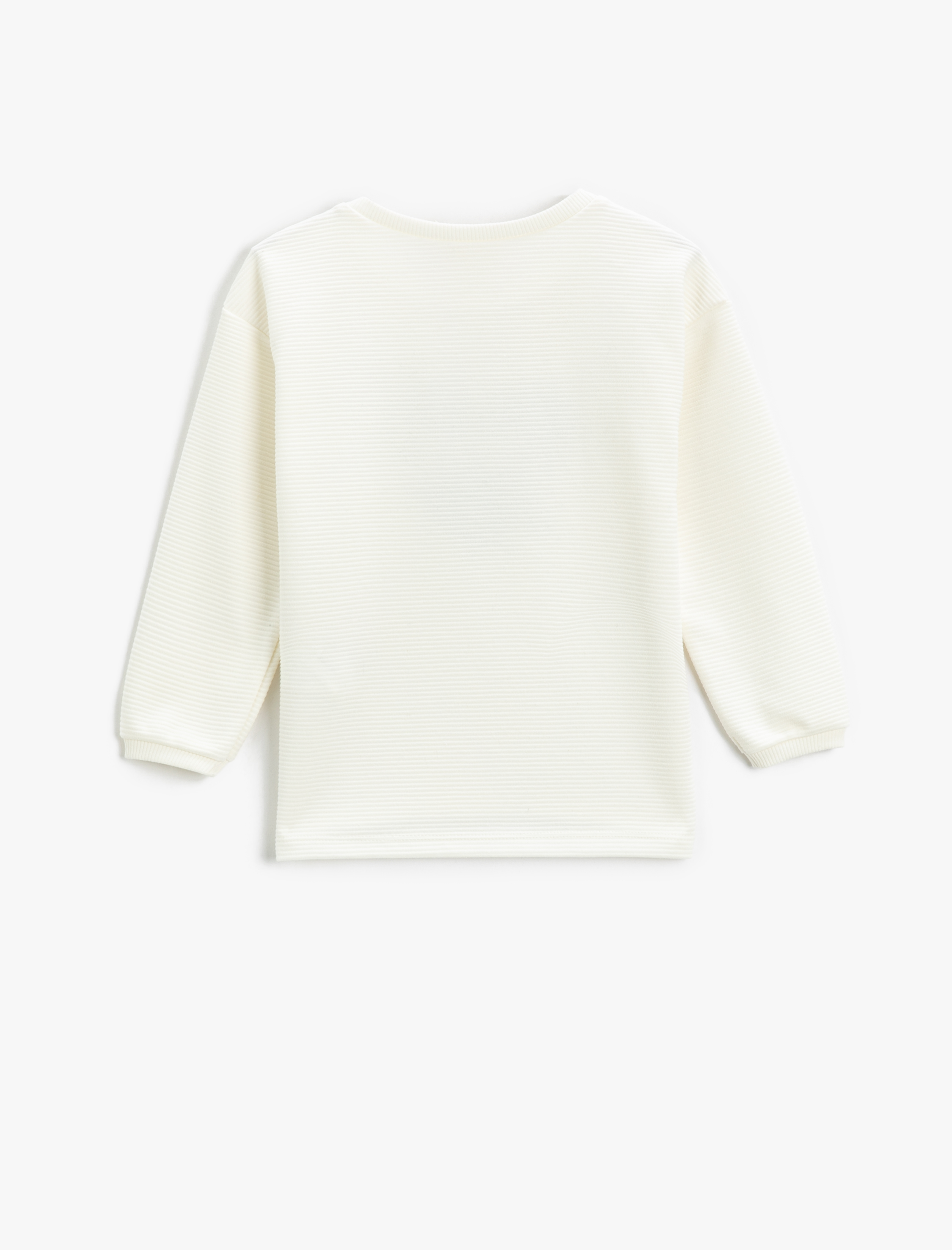  Kız Çocuk Ribbanalı Sweatshirt Parlak Kalp Baskılı Bisiklet Yaka