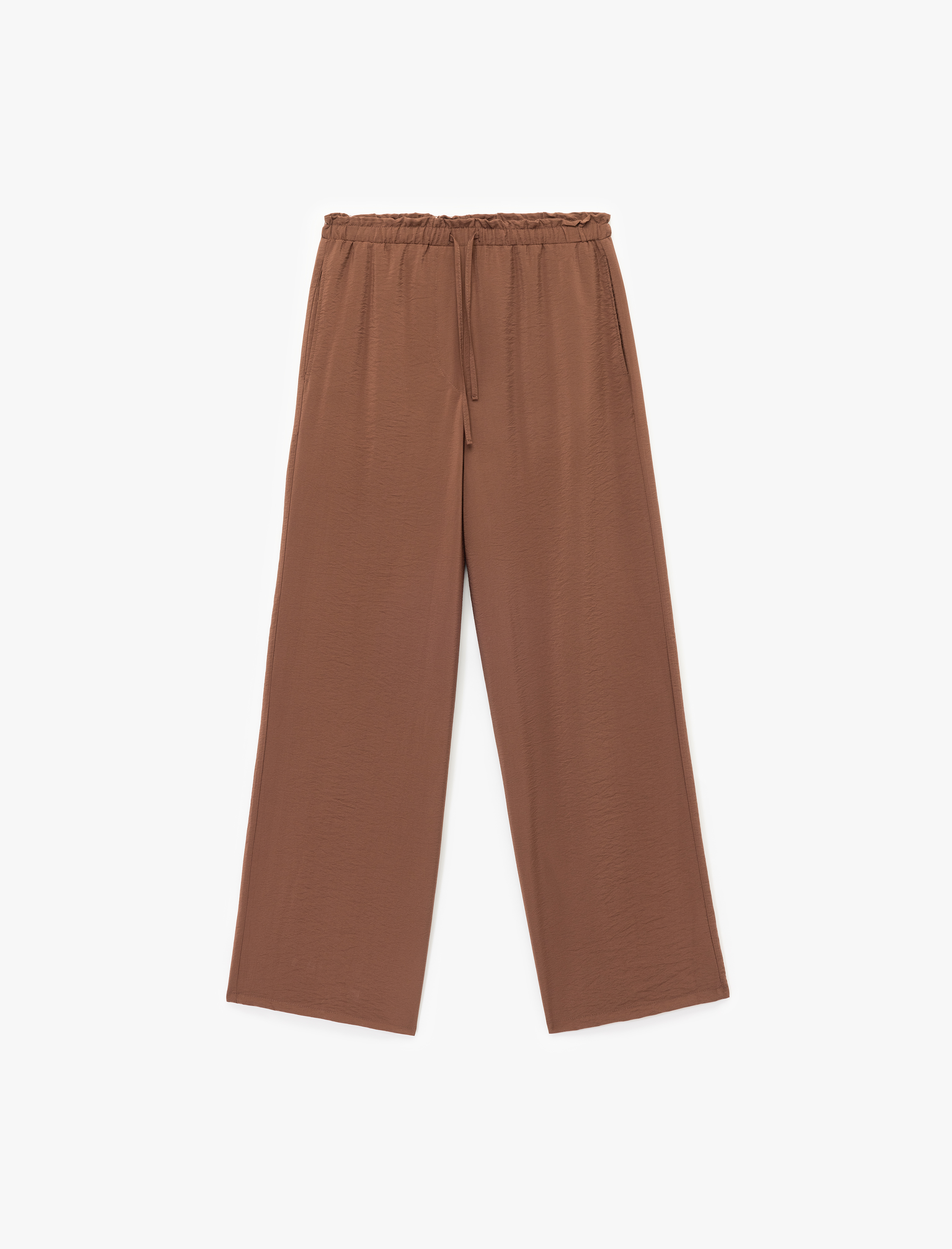   Beli Bağcıklı Rahat Kalıp Viskon Pantolon