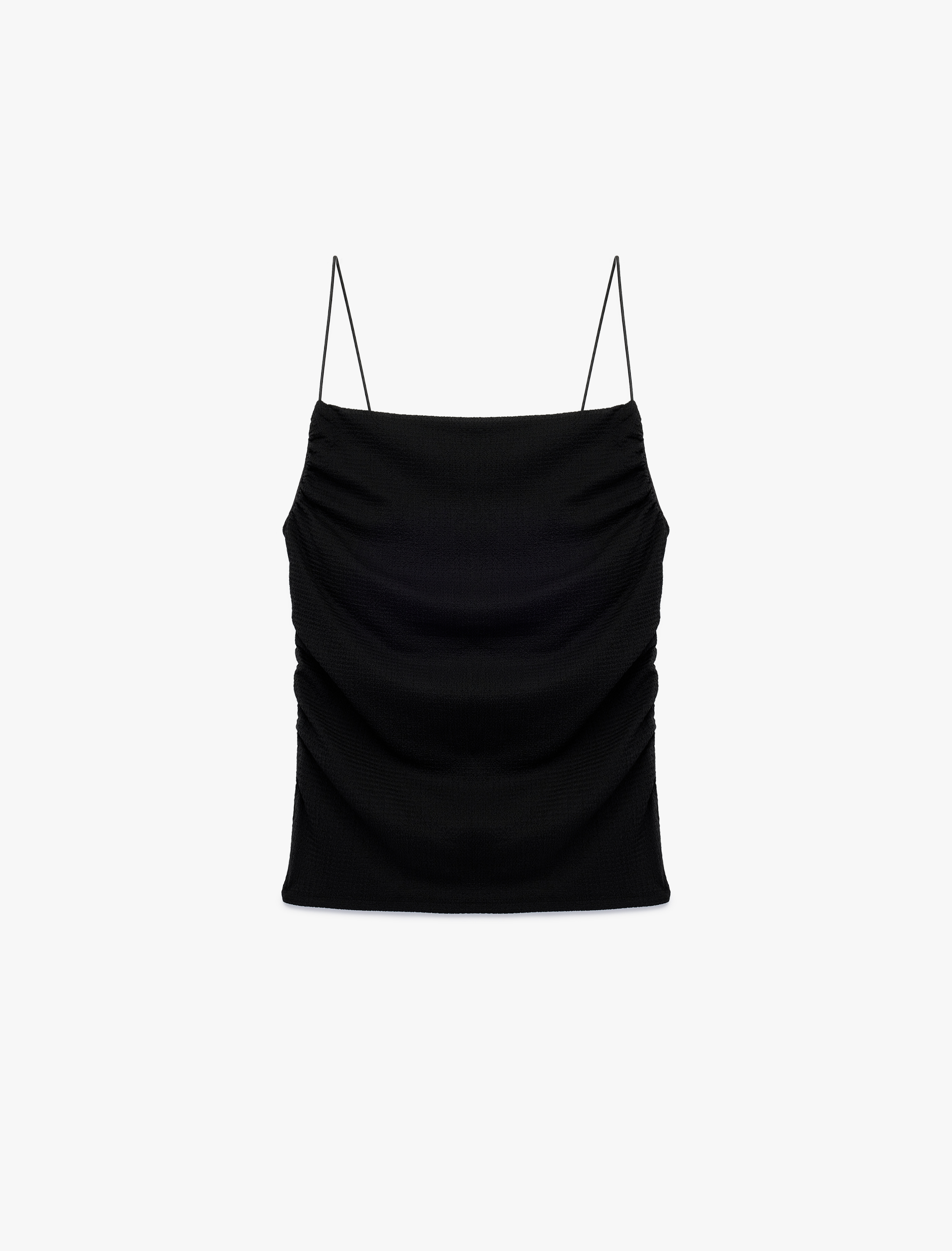   Bürümcük Dokulu Büzgülü İp Askılı Bluz