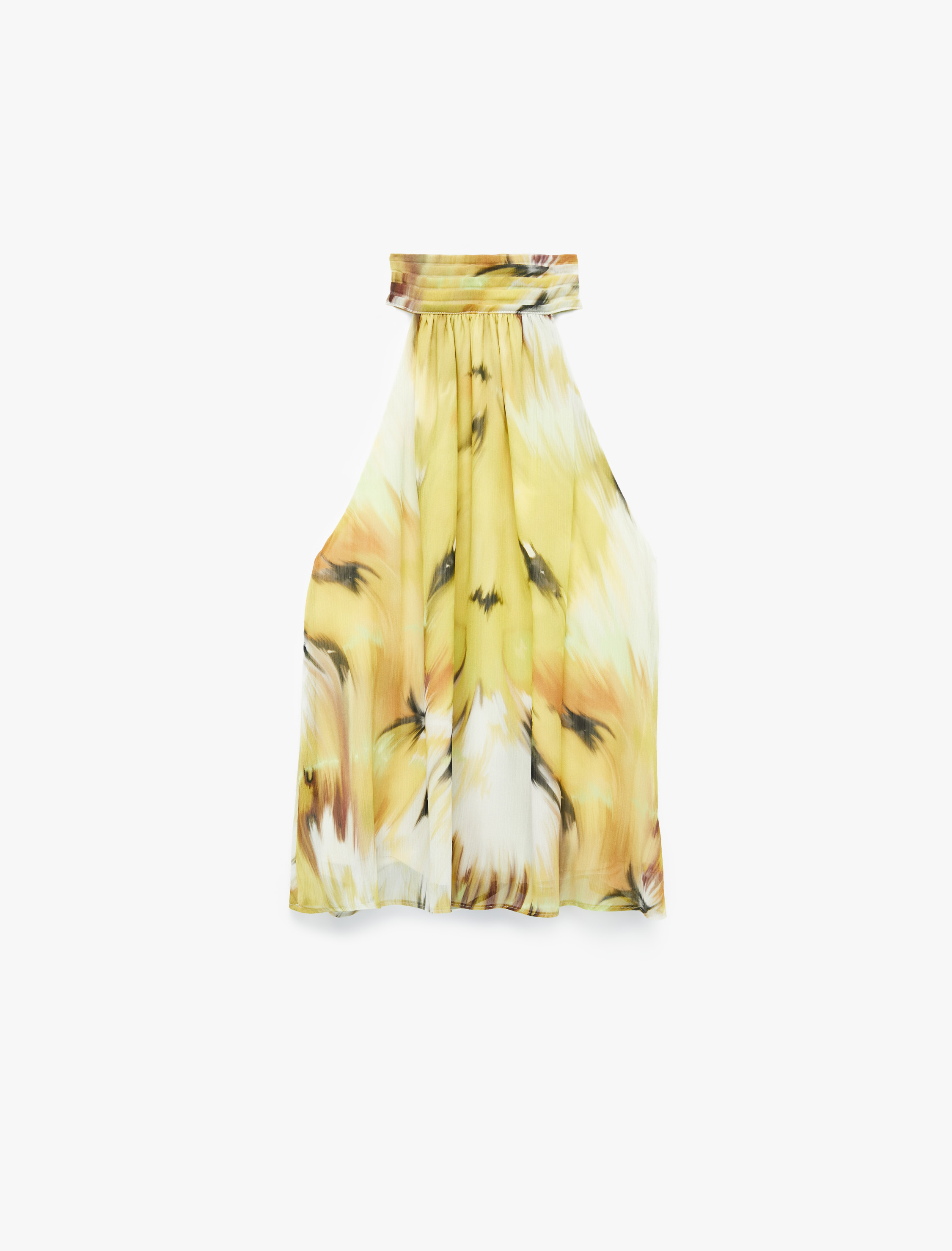   Desenli Halter Yaka Şifon Bluz