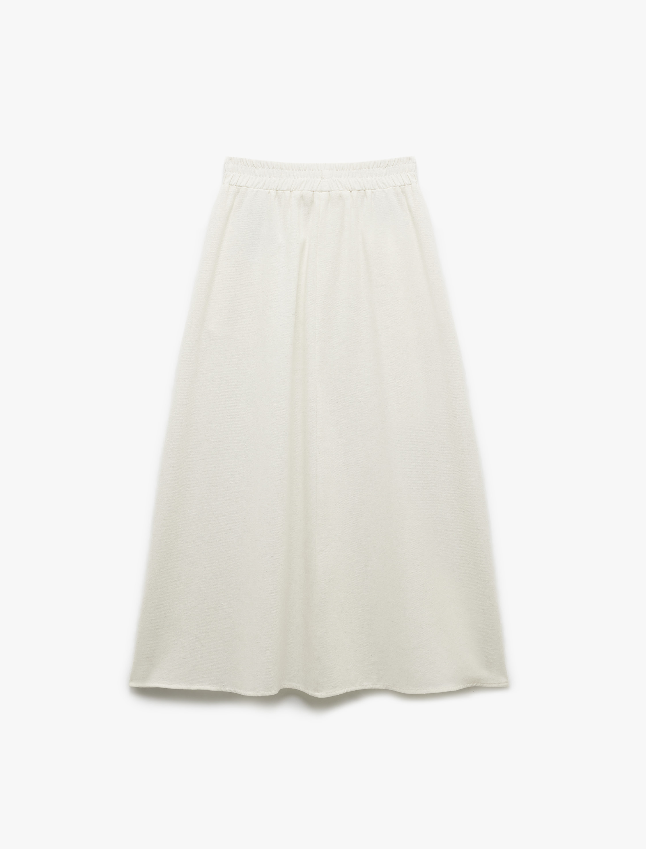   Keten Karışımlı Rahat Kalıp Midi Boy Çan Etek