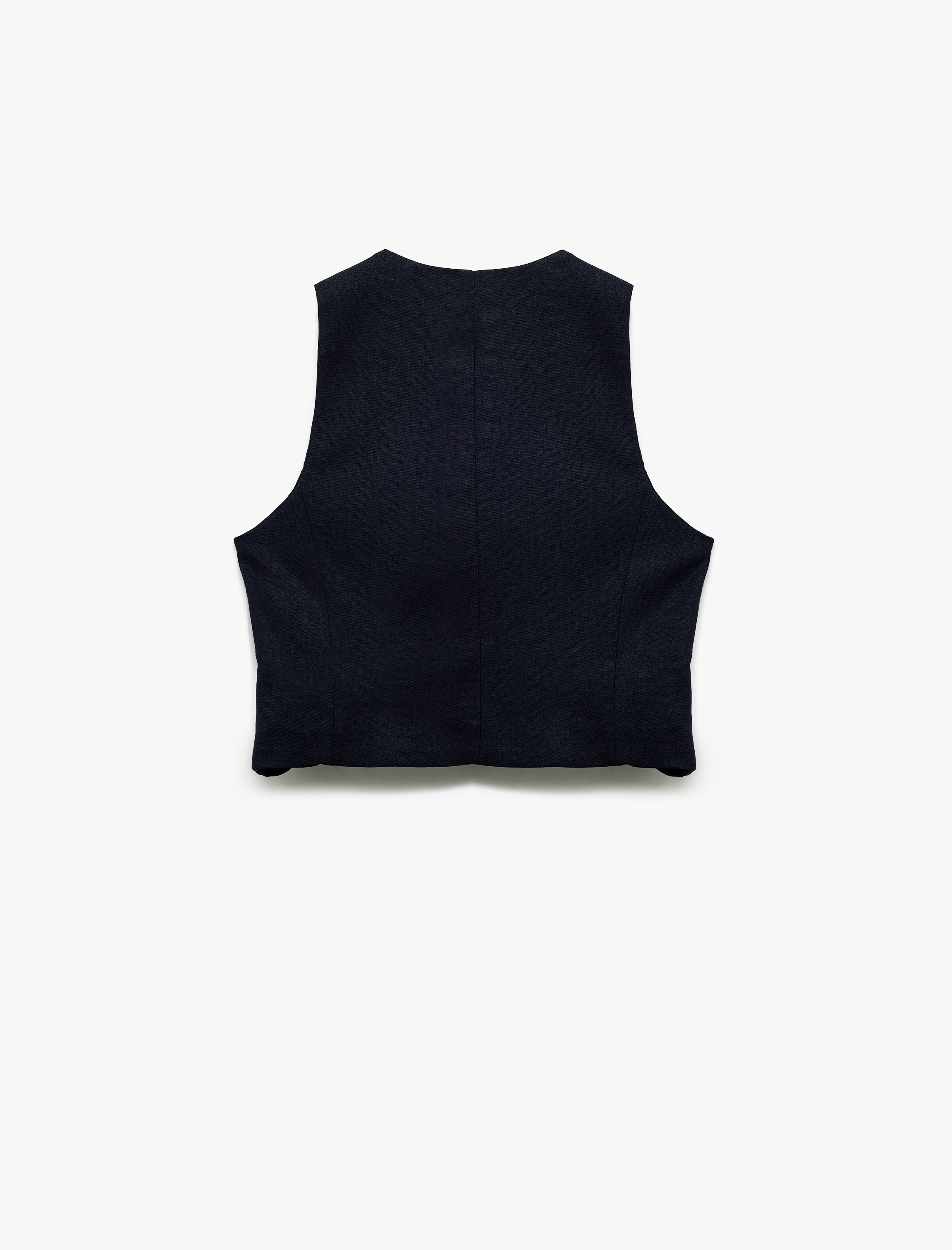   Düğmeli V Yaka Keten Yelek