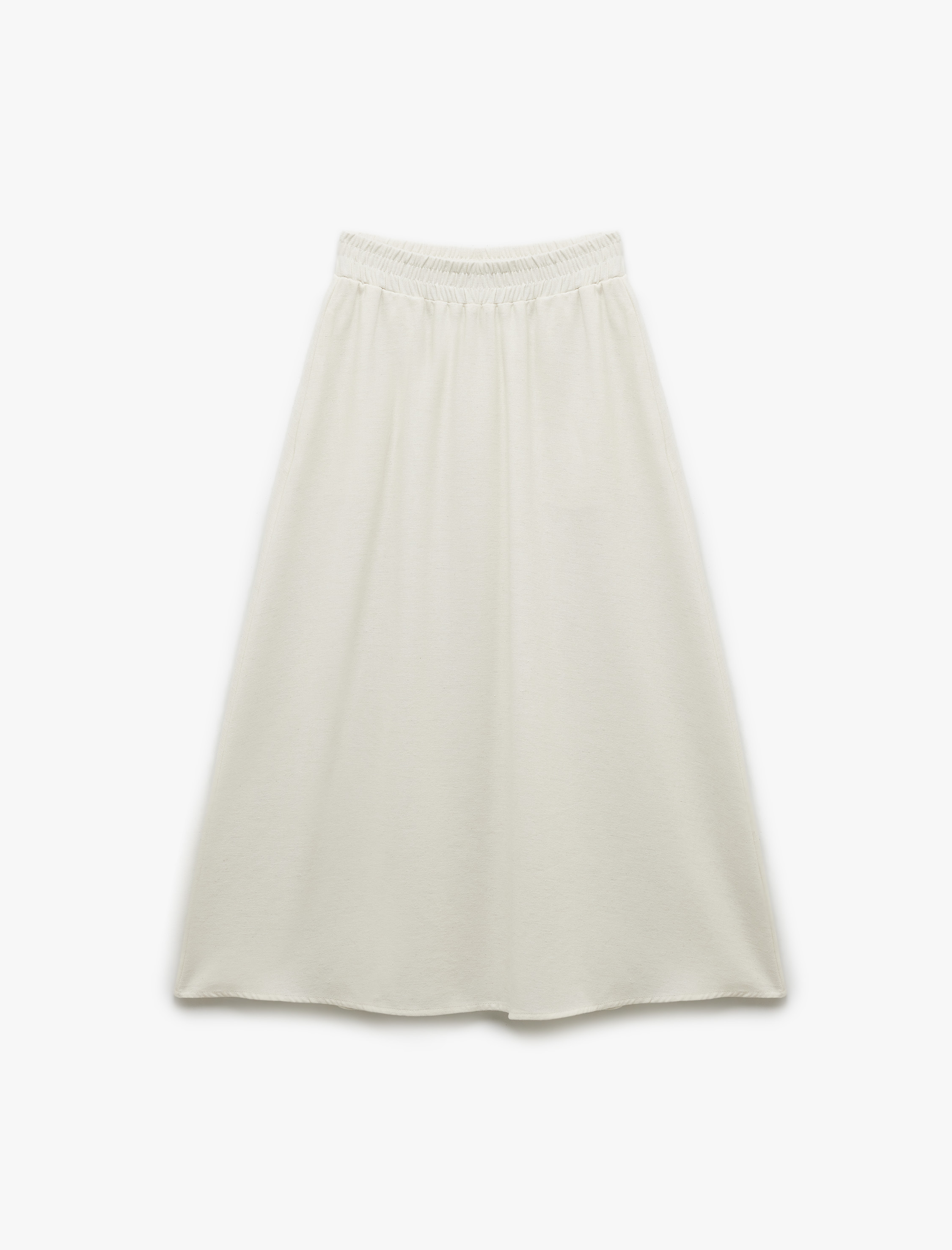   Keten Karışımlı Rahat Kalıp Midi Boy Çan Etek