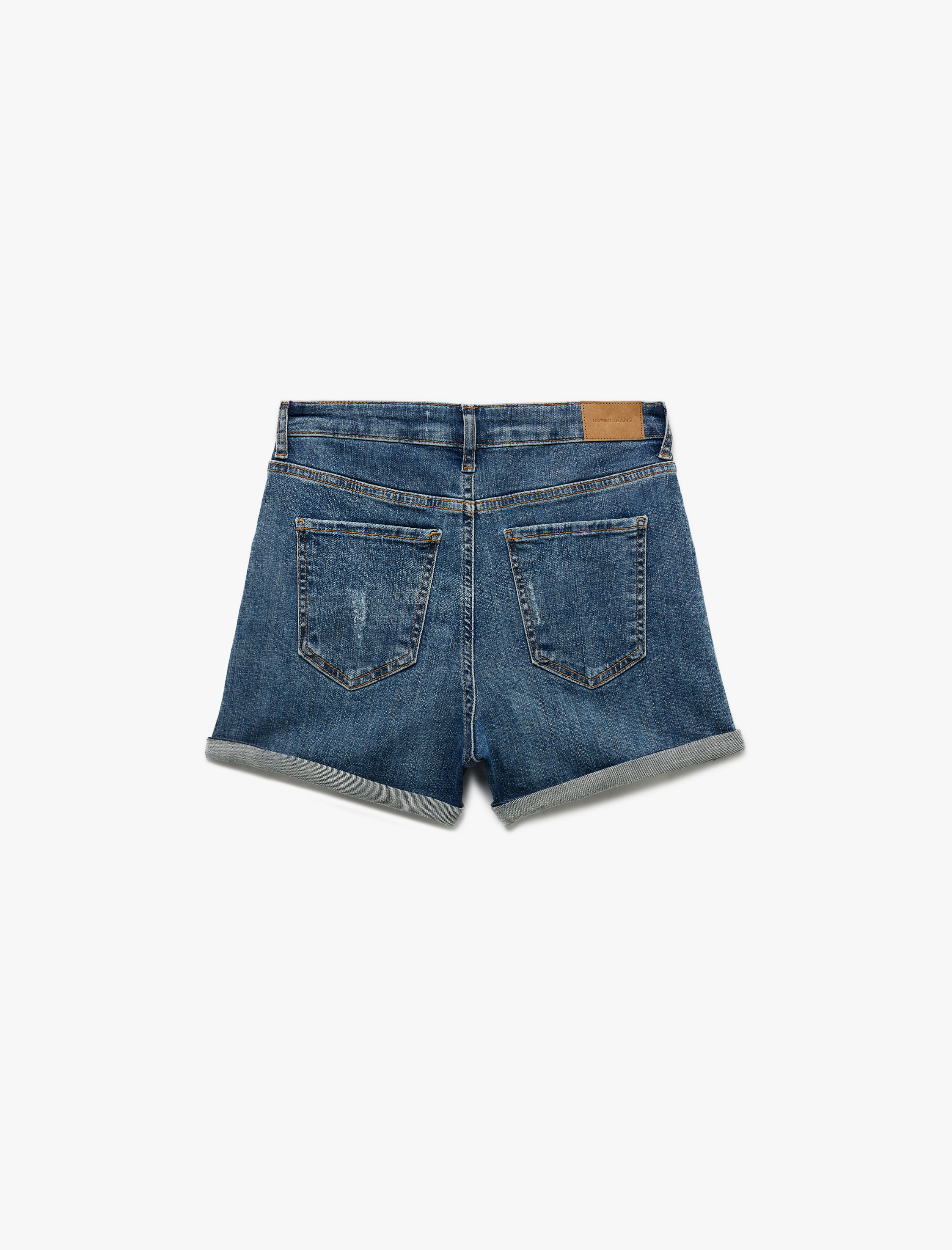   Normal Bel Cepli Pamuklu Denim Şort