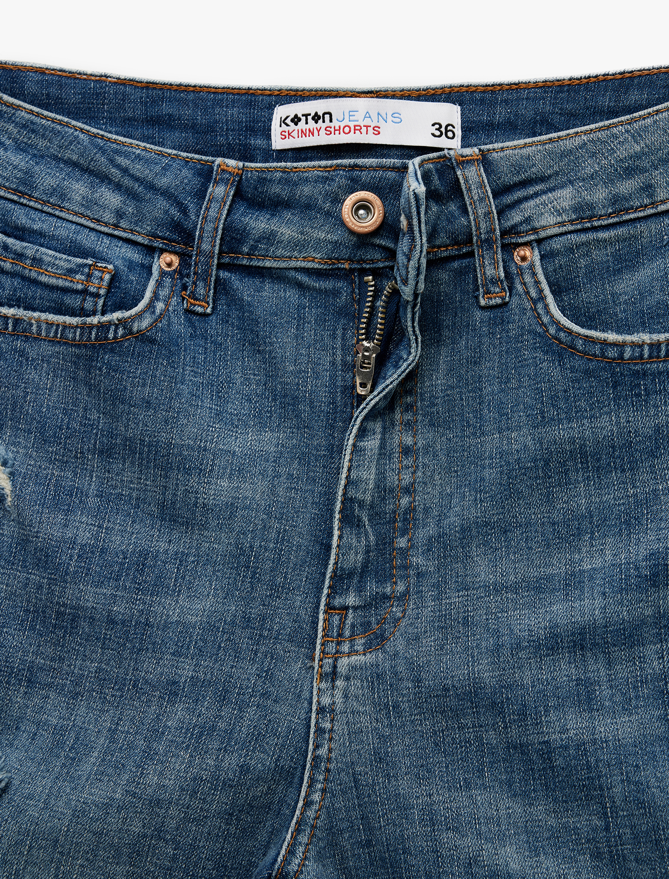   Normal Bel Cepli Pamuklu Denim Şort