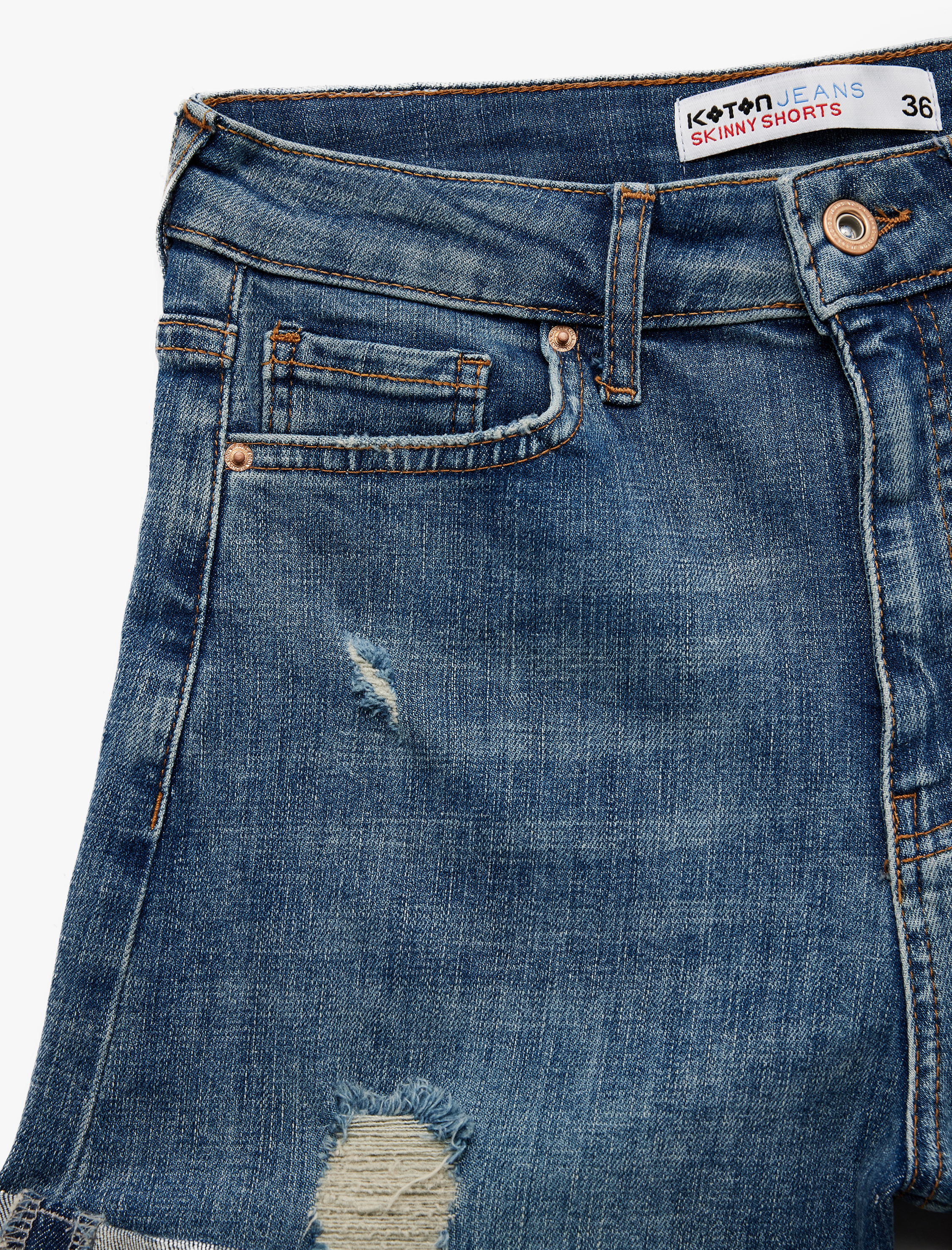   Normal Bel Cepli Pamuklu Denim Şort