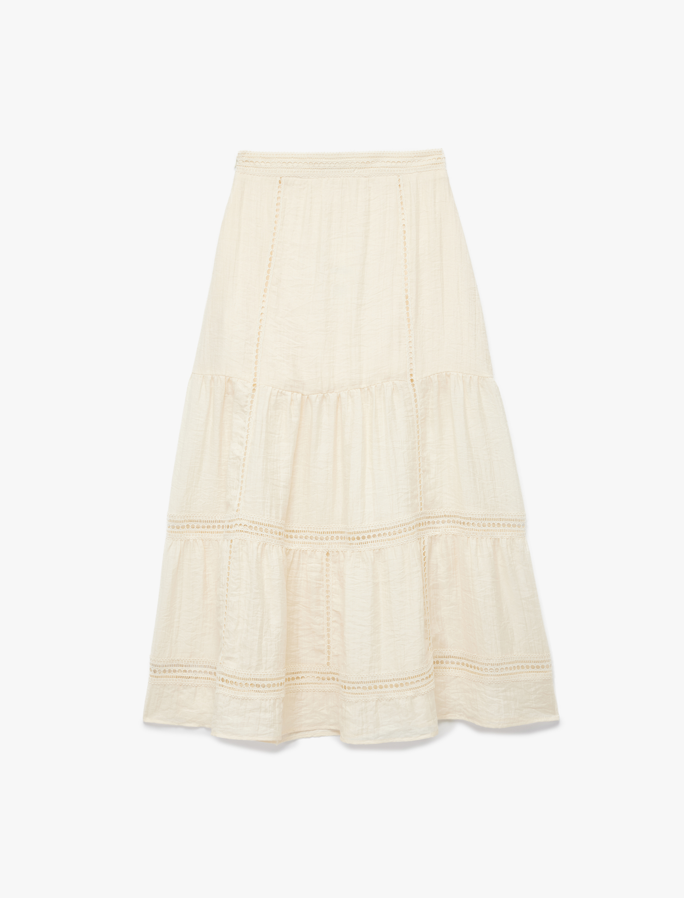   Koton X Melis Ağazat -  Fistolu Brodeli Katlı Midi Çan Etek