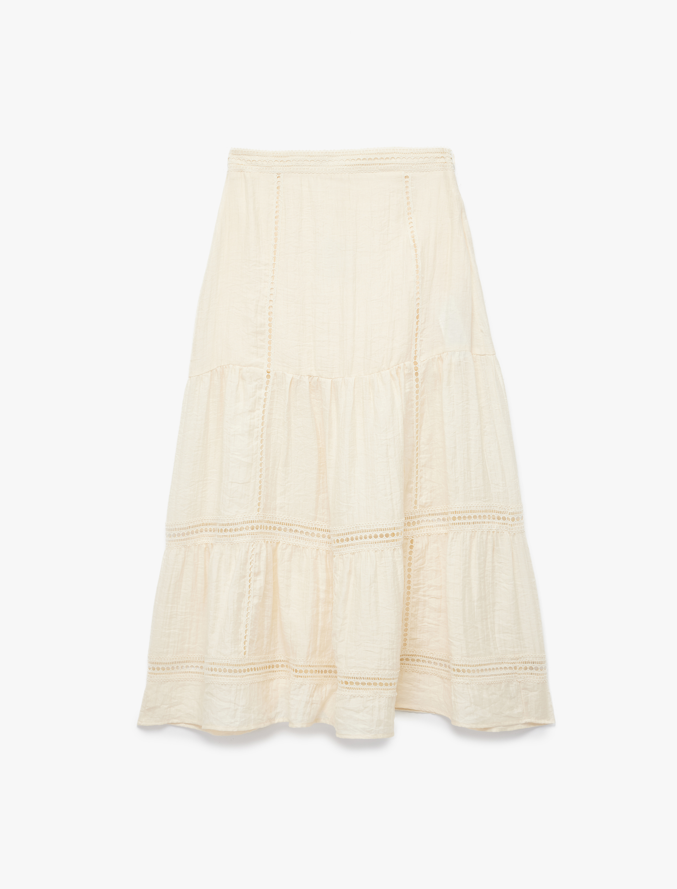   Koton X Melis Ağazat -  Fistolu Brodeli Katlı Midi Çan Etek