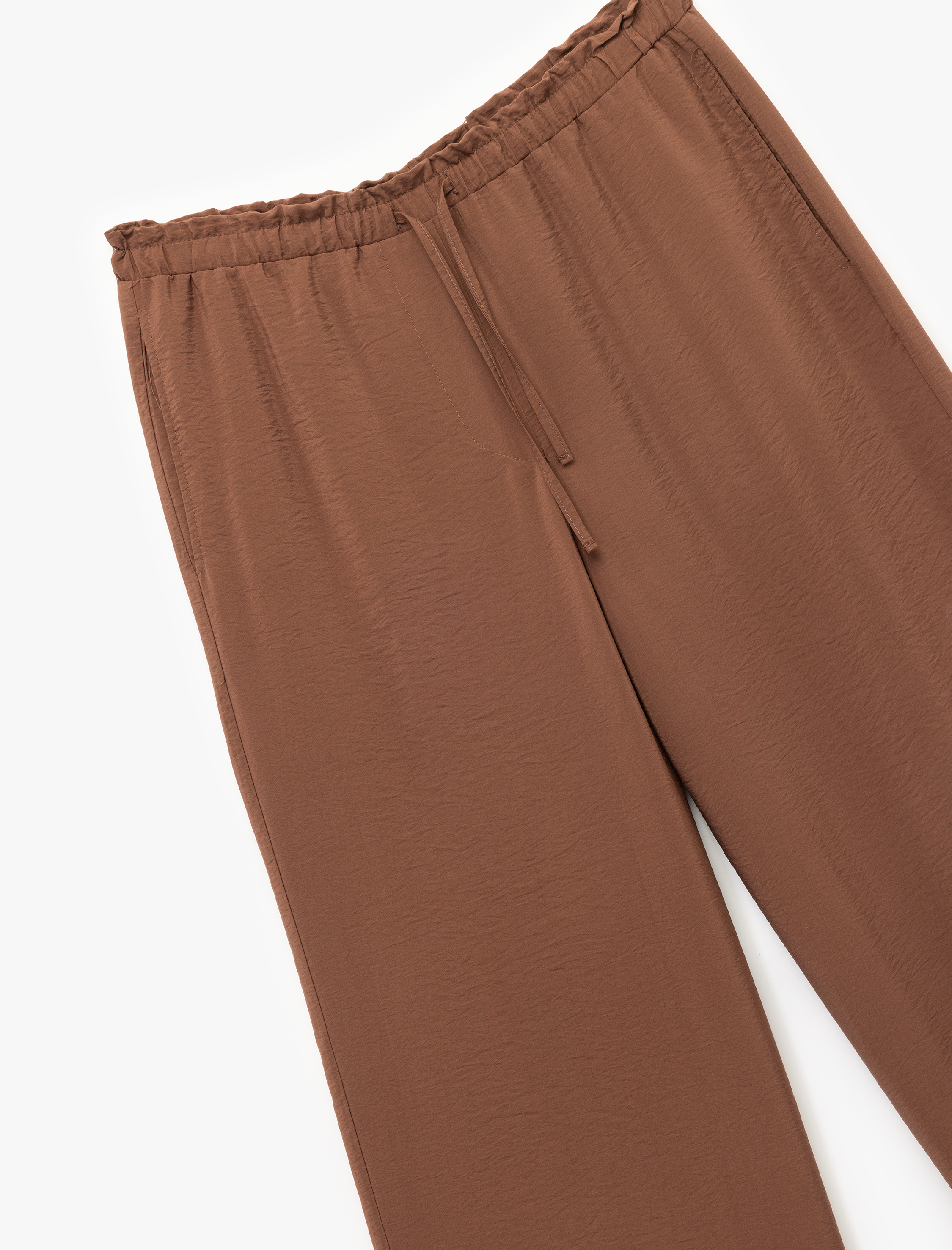   Beli Bağcıklı Rahat Kalıp Viskon Pantolon