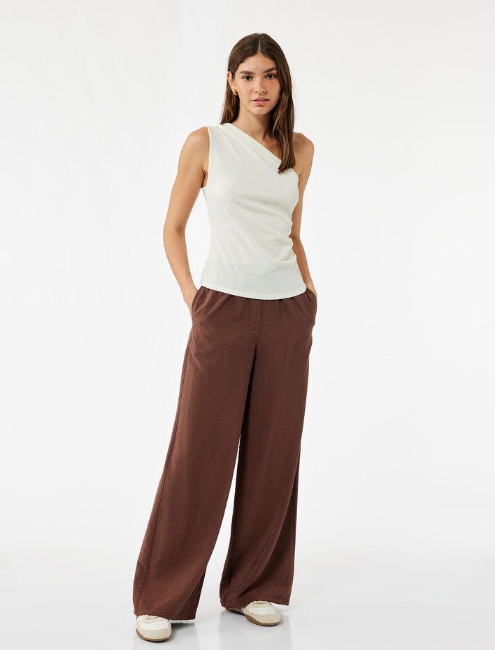  Beli Bağcıklı Rahat Kalıp Viskon Pantolon