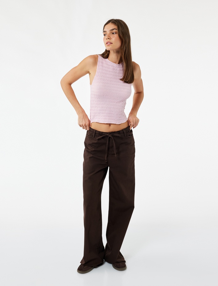  Kolsuz Bisiklet Yaka Bürümcük Bluz