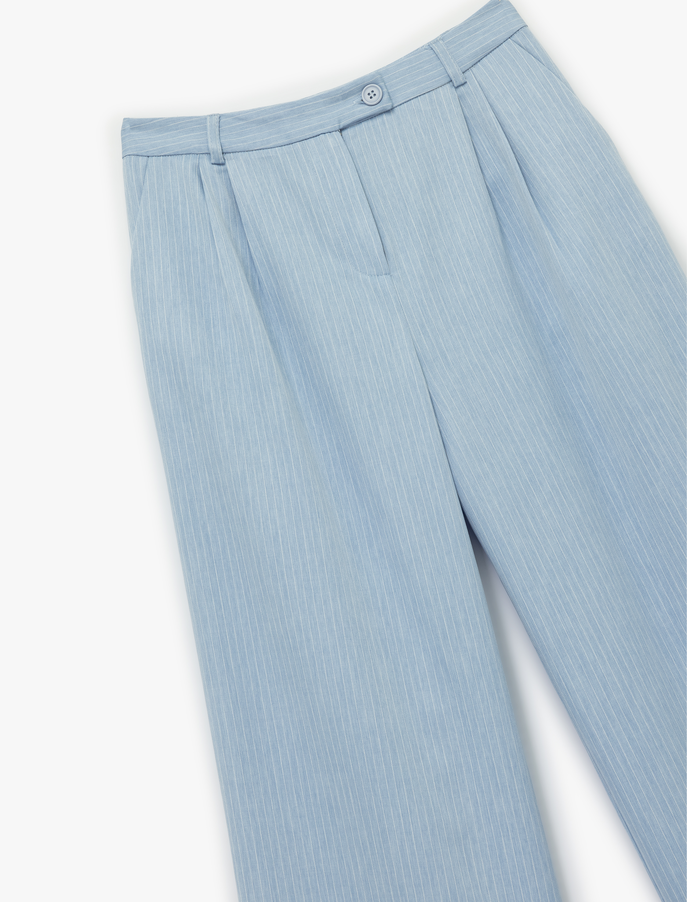   Pile Detaylı Cepli Düz Geniş Paça Palazzo Pantolon