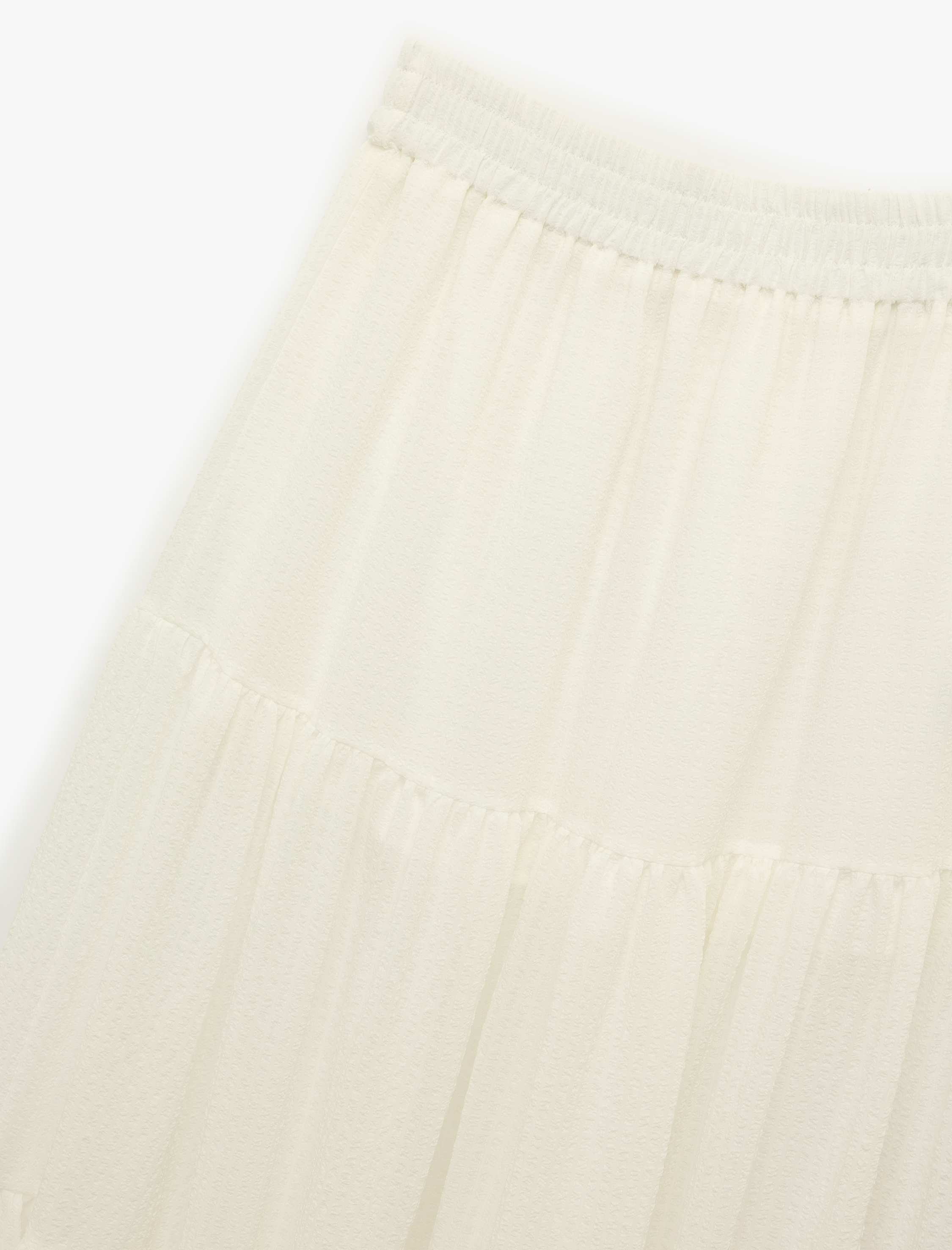   Beli Lastikli Astarlı Katlı Midi Kloş Etek