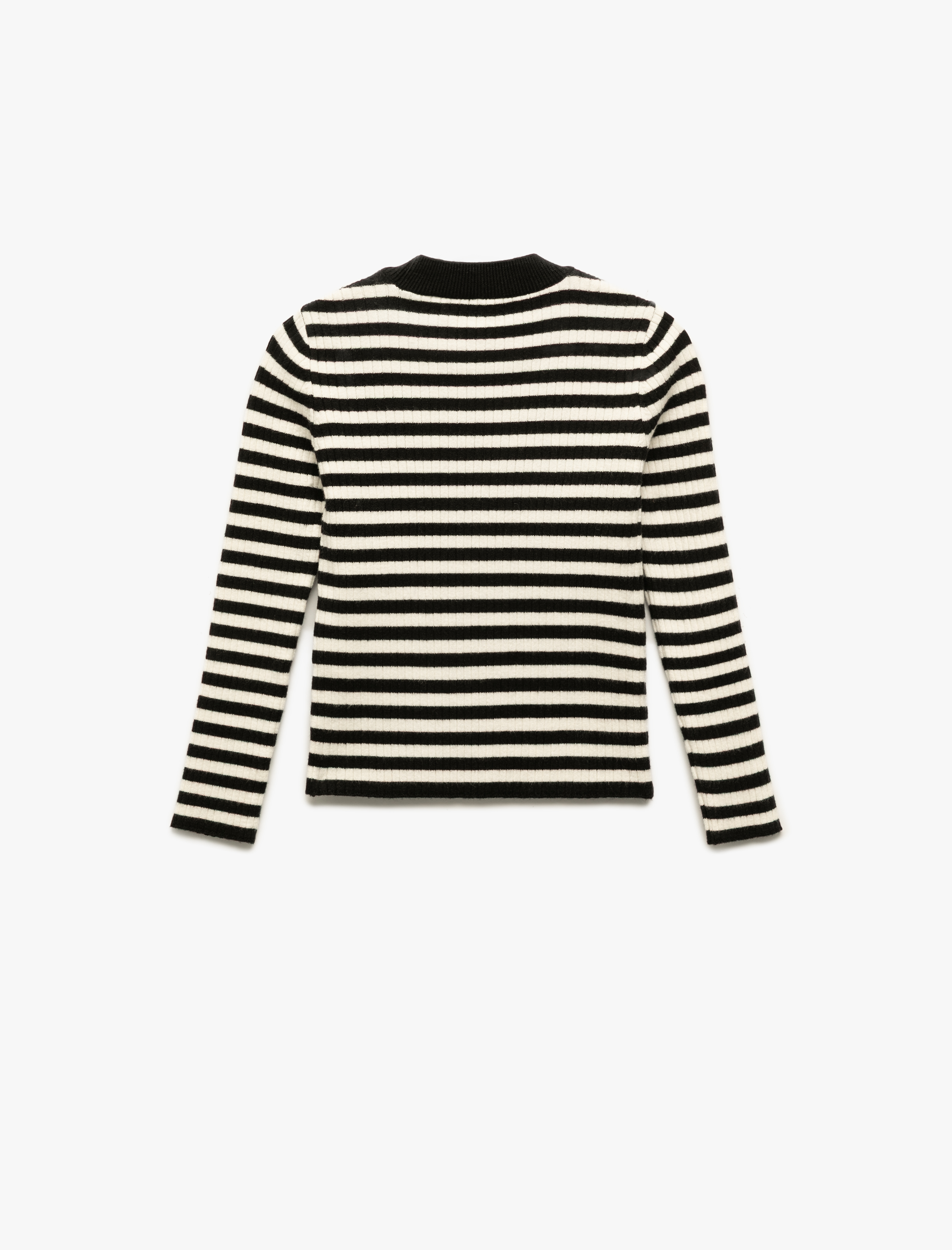  Kız Çocuk Uzun Kollu Bisiklet Yaka Çizgili Triko Kazak