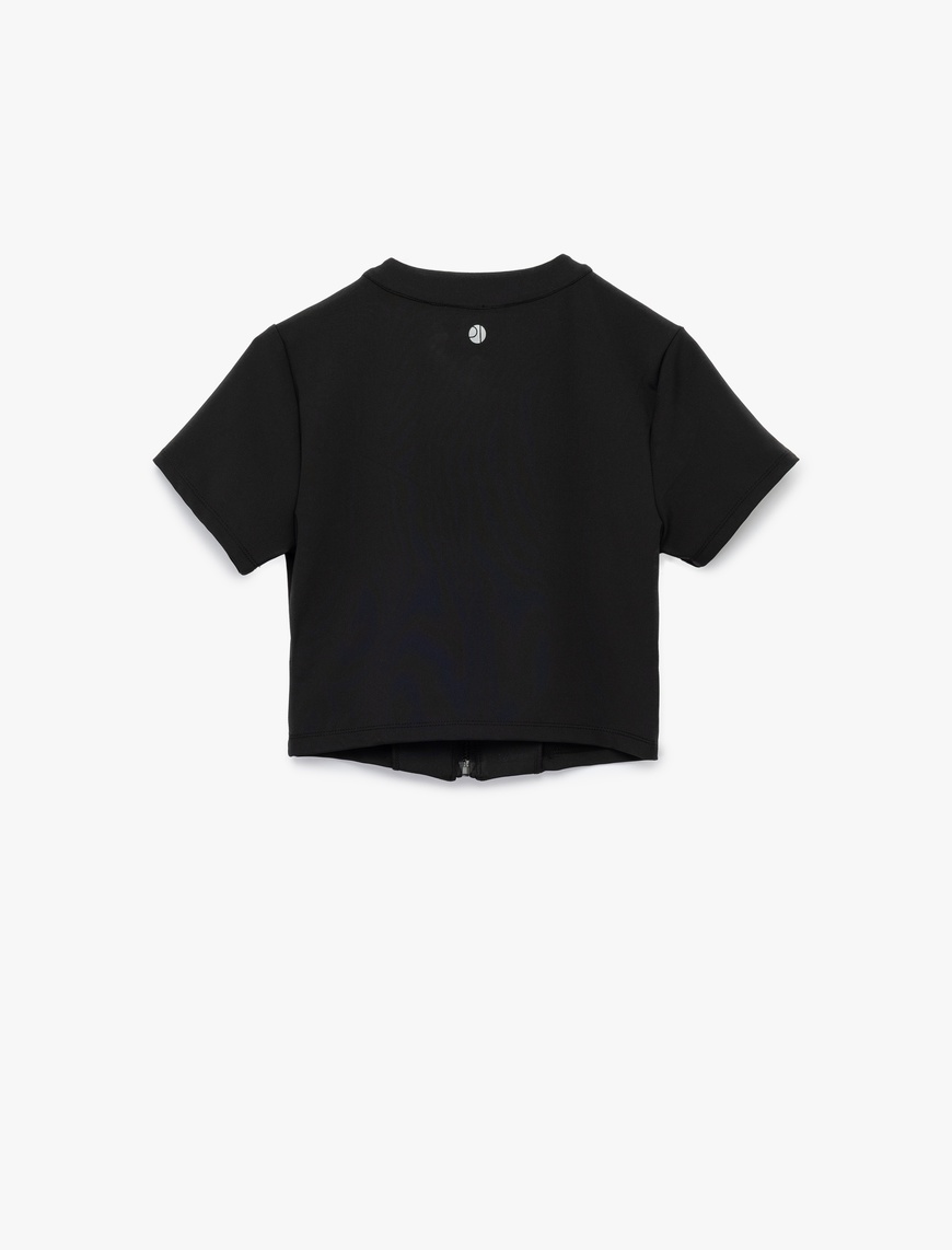   Slim Fit Kısa Kollu Fermuarlı Spor Tişört
