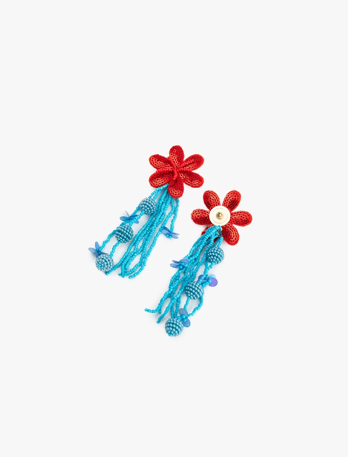 Kadın Boncuklu Sallantılı Çiçekli Küpe - Koton X Sibil Çetinkaya