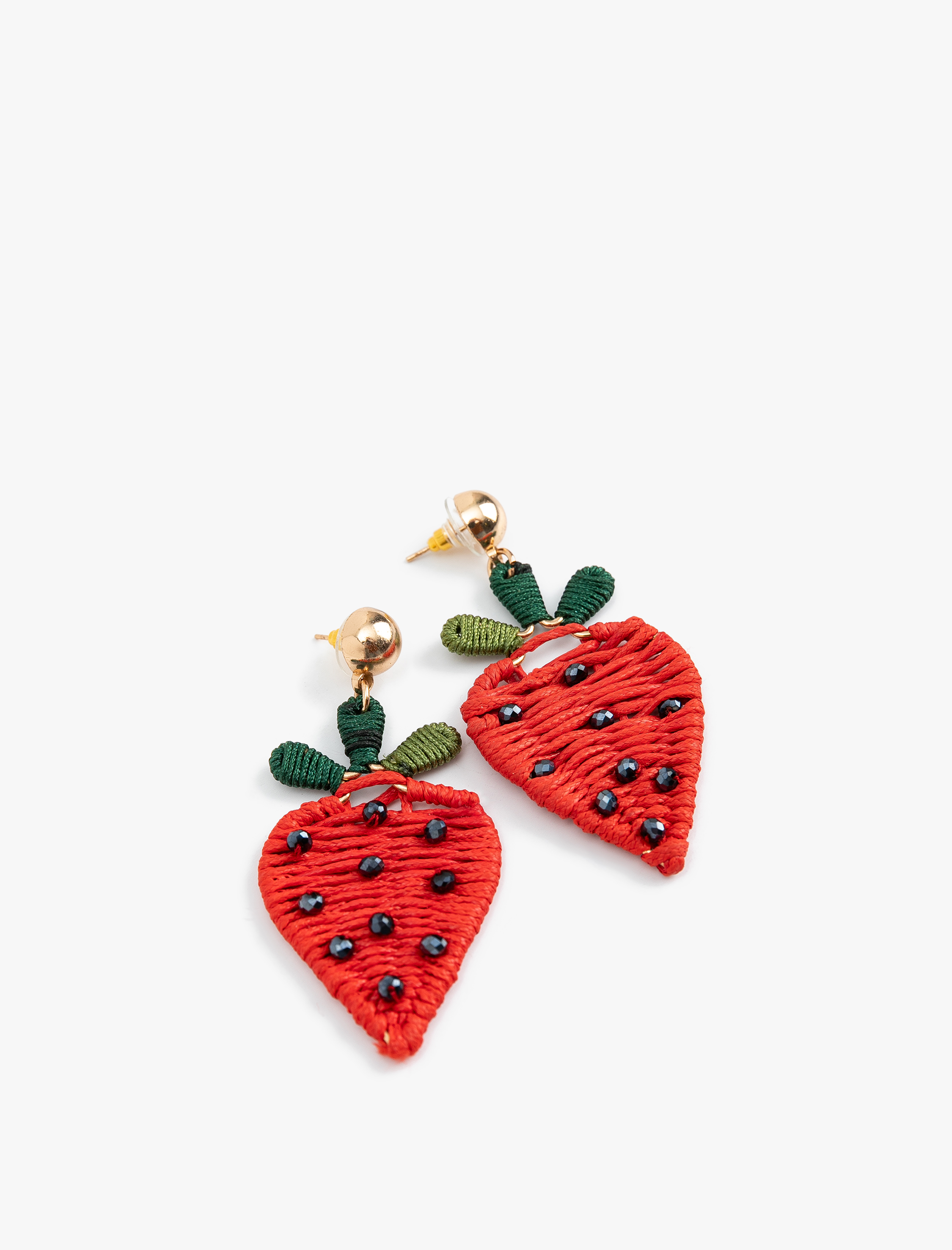  Kadın Boncuk Detaylı Sallantılı Çok Renkli Çilek Küpe - Koton X Sibil Çetinkaya