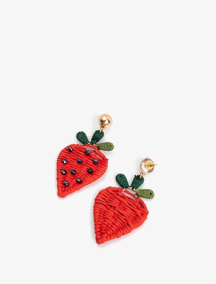 Kadın Boncuk Detaylı Sallantılı Çok Renkli Çilek Küpe - Koton X Sibil Çetinkaya