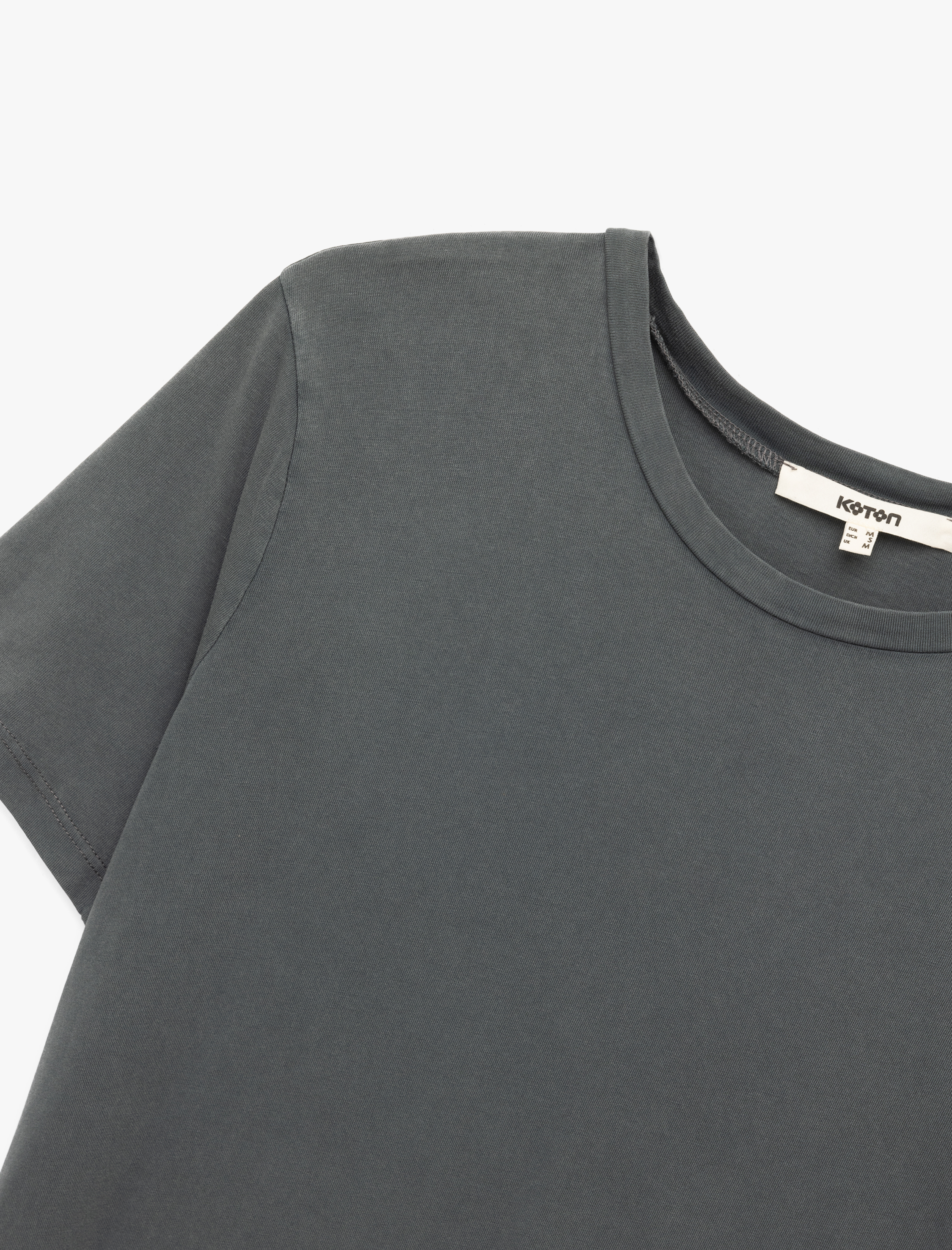   Pamuklu Kısa Kollu Bisiklet Yaka Basic Tişört