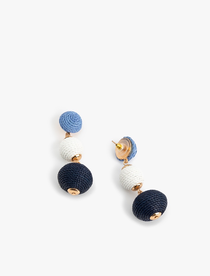 Kadın Sallantılı Çok Renkli Geometrik Hasır Küpe - Koton X Melis Ağazat