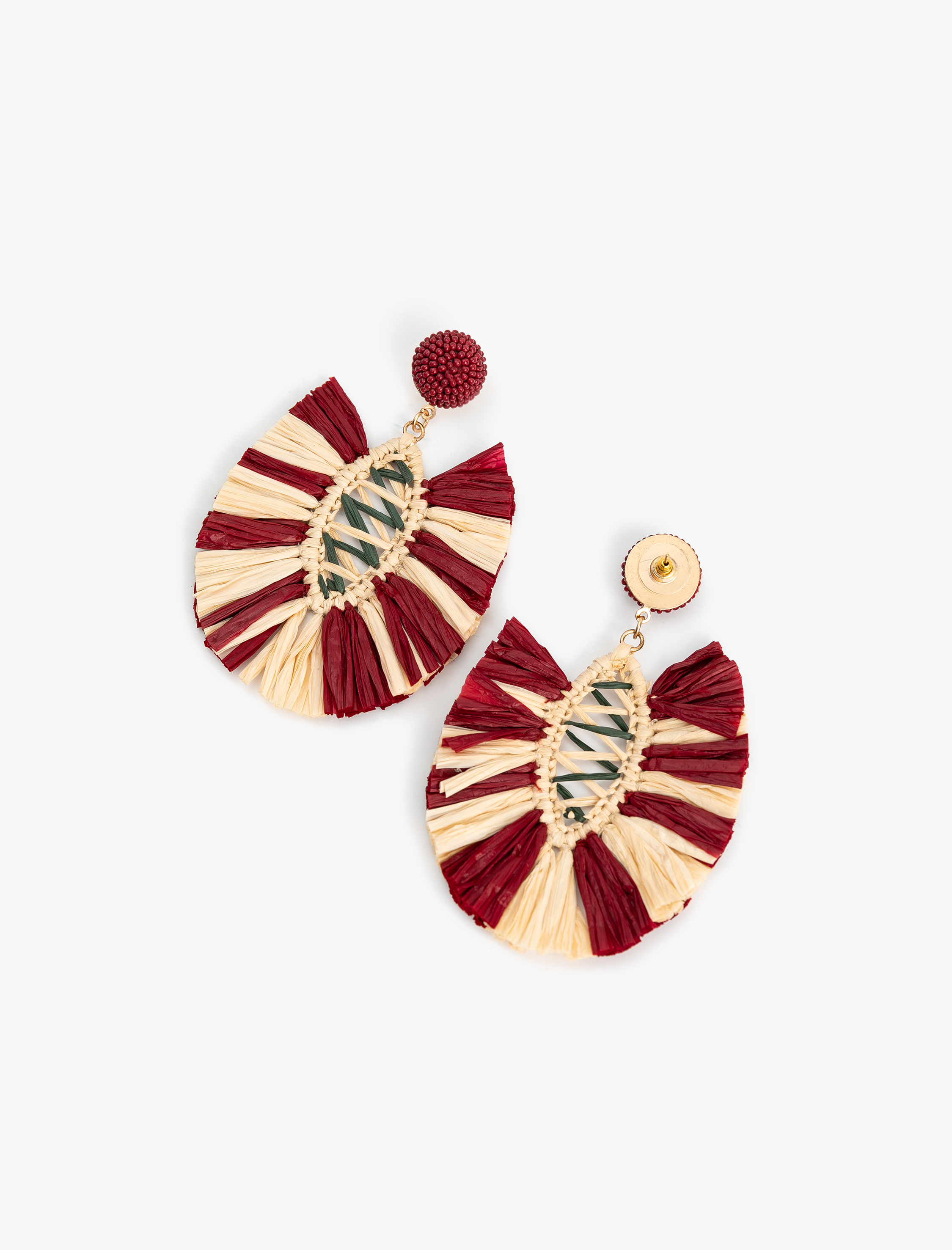  Kadın Boncuk Detaylı Büyük Boy Hasır Küpe - Koton X Melis Ağazat