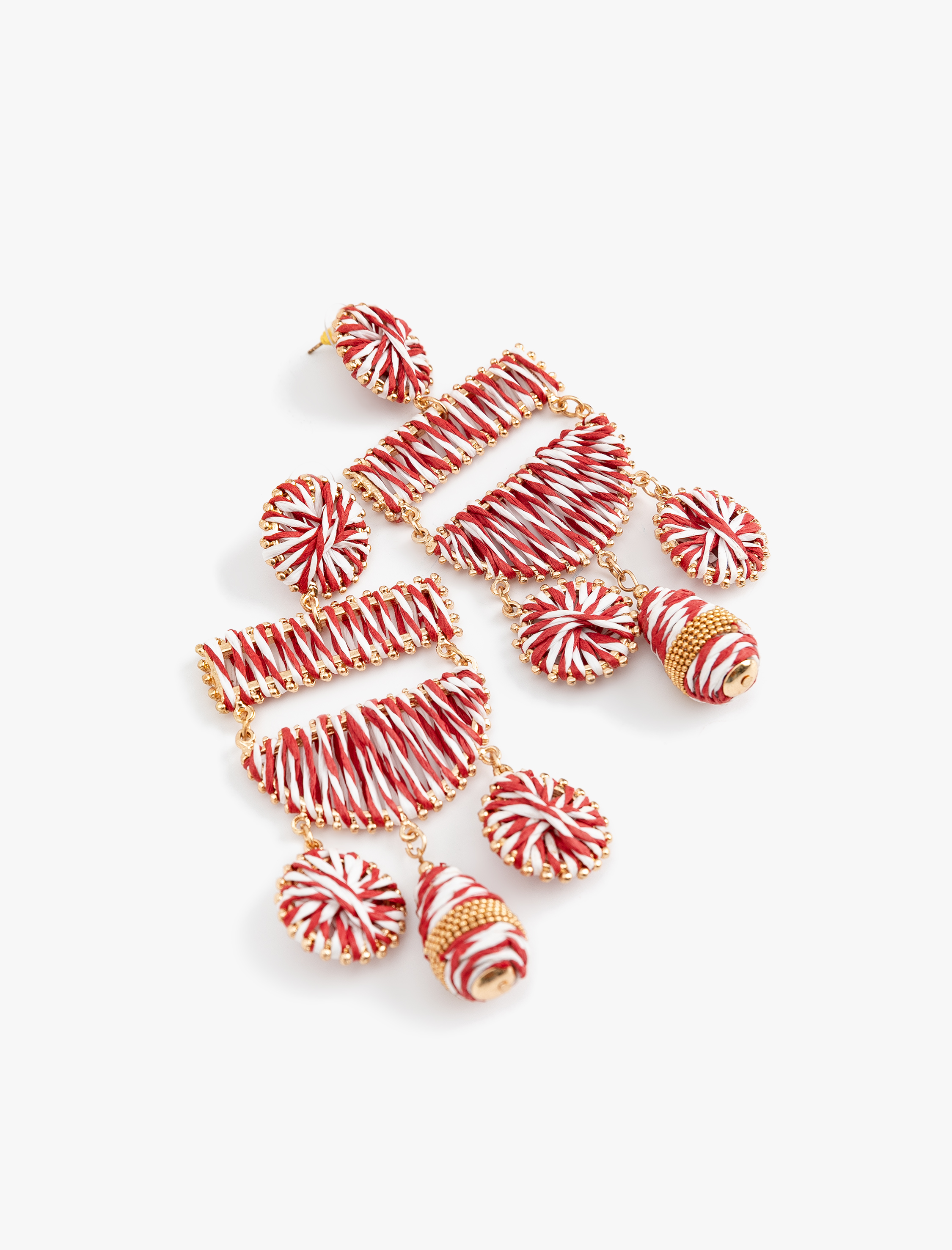  Kadın Büyük Boy Çok Renkli Geometrik Hasır Küpe - Koton X Melis Ağazat