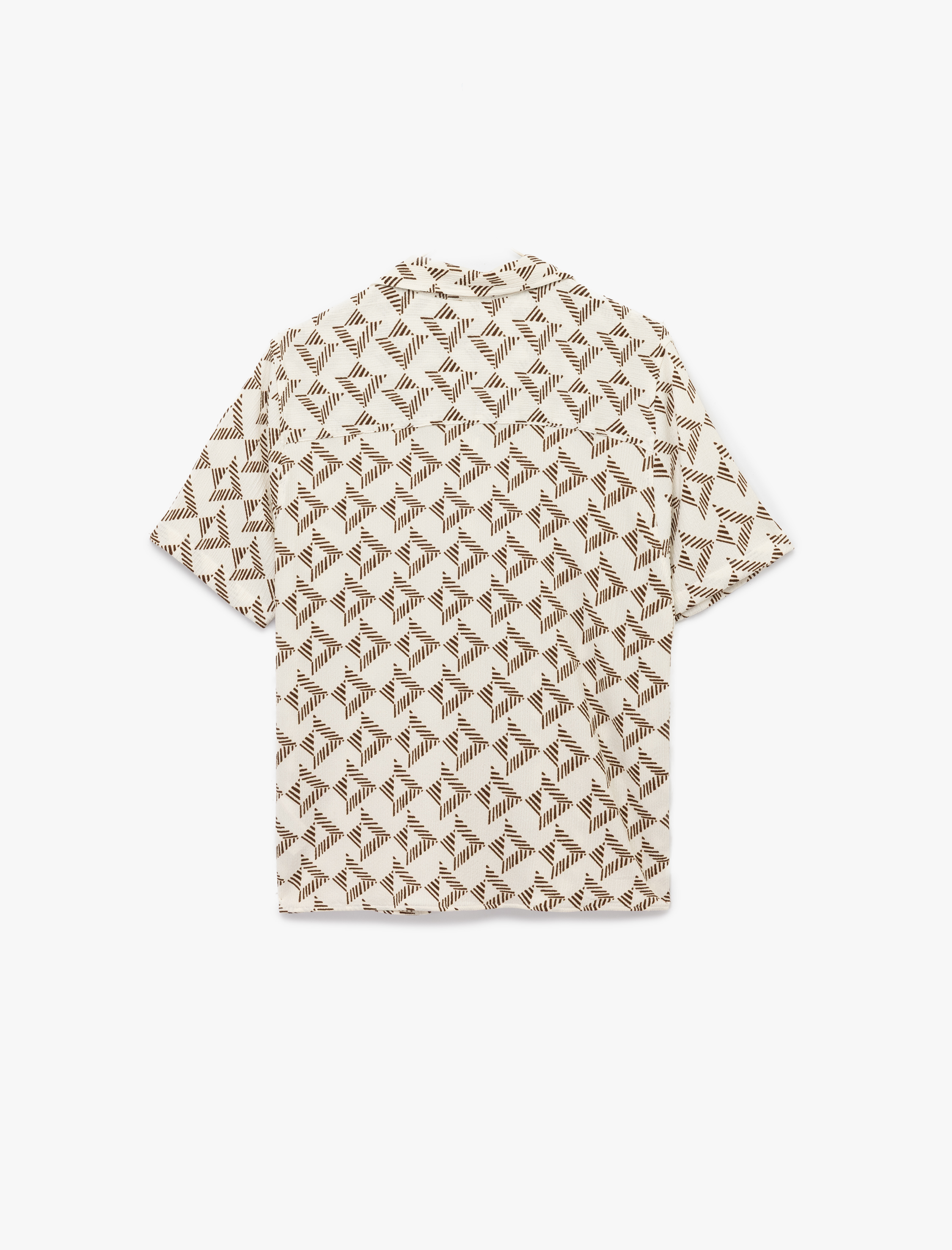   Regular Fit Kısa Kollu Apaş Yaka Etnik Desenli Gömlek