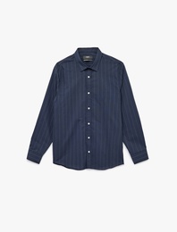 Regular Fit Klasik Yaka Uzun Kollu Pamuklu Poplin Gömlek