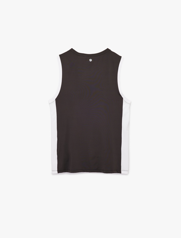  Kolsuz Bisiklet Yaka Renk Kontrastlı Oversize Baskılı Sporcu Atleti