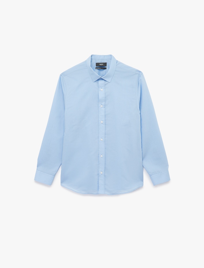  Regular Fit Pamuklu Poplin Klasik Yaka Uzun Kollu Gömlek